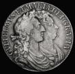 London Coins : A175 : Lot 2557 : Halfcrown 1689 First Shield, Caul only frosted, with pearls, ESC 505, Bull 831 Fine