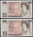 London Coins : A175 : Lot 56 : Ten Pounds Page 1975 Florence Nightingale B330 (2) consecutives D44 prefix Unc