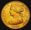 London Coins : A176 : Lot 1043 : Spain Ten Escudos Gold 1868 (Year 68) Madrid Mint - Mintmark 6-pointed star, KM#636.1, NEF/EF