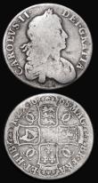 London Coins : A176 : Lot 1235 : Crowns (2) 1668 ANNO . REGNI on the edge, VICESIMO ESC 36, Bull 373, 1696 OCTAVO ESC 89, Bull 995 bo...