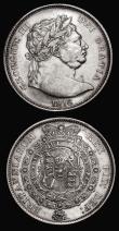 London Coins : A176 : Lot 1550 : Halfcrowns (2) 1816 as ESC 613, Bull 2086, the Q of QUI has a double tail, GVF the obverse with some...
