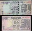 London Coins : A176 : Lot 172 : India, Reserve Bank of India (2) identical serial numbers of 74K 000300. 50 Rs Pick 104 74K 000300 a...