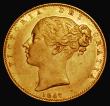 London Coins : A176 : Lot 1821 : Sovereign 1847 Marsh 30, similar to Bentley 409 with no lower right serif to the first 1 in the date...