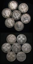 London Coins : A176 : Lot 2313 : Florins (15) 1853, 1855, 1856, 1857, 1858, 1860, 1866 Die Number 20, 1868 Die Number 29, 1869 Die Nu...