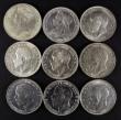 London Coins : A176 : Lot 2320 : Florins (9) 1880 7 jewels in centre of cross-patee Davies 771 dies 7B NEF, 1897 Good Fine/GVF, 1916 ...