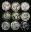 London Coins : A176 : Lot 2426 : Shillings (9) 1819 NVF, 1865 Die Number 113 About VF/VF, 1874 Die Number 18 VG, 1881 NVF, 1883 NVF, ...