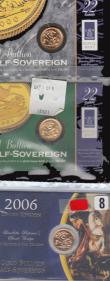 London Coins : A176 : Lot 352 : Half Sovereigns (3) 2000 S.SB4, 2001 S.SB4, 2006 S.SB4 UNC on the Royal Mint cards of issue, both th...