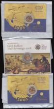 London Coins : A176 : Lot 353 : Half Sovereigns (3) 2005 (2) S.SB6, 2008 S.SB4 UNC on the Royal Mint cards of issue, still sealed in...