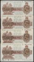 London Coins : A176 : Lot 54 : One Pound Fisher T31 (4) Serial Numbers M1/7 5565426, M1/45 508296, M1/47 585421, M1/62 722430 Fine ...