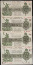 London Coins : A176 : Lot 64 : Ten Shillings Fisher Third issue, Northern Ireland in titles, red serial numbers (4) U/44 778670 wit...