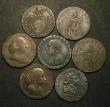 London Coins : A176 : Lot 718 : Halfpennies 18th Century (7) Cheshire - Macclesfield 1789 Top right Bee is under the F, right-most B...