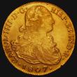 London Coins : A176 : Lot 879 : Colombia Eight Escudos Gold 1807 P JF KM#62.2 Fine/VF with dull surfaces, consistent with being an e...