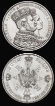 London Coins : A176 : Lot 919 : German States (2) Prussia Thaler 1861A Coronation of Wilhelm I and Augusta KM#488 EF/GEF, Hamburg Th...