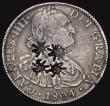 London Coins : A176 : Lot 997 : Mexico Eight Reales 1804 Mo TH KM#109 countermarked J D 5 6 these countermarks then overstamped with...
