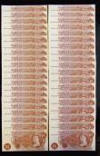 London Coins : A177 : Lot 15 : Ten Shillings Fforde 1967 B310 (41) consecutive numbers B40N 409940 to B40N 409980 Unc 