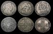 London Coins : A177 : Lot 2394 : Shillings (3) 1723SSC First Bust ESC 1176, Bull 1586 (2) the first Fine or better/NVF, the second VG...