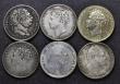 London Coins : A177 : Lot 2415 : Sixpences (6) 1818 ESC 1634, Bull 2199, Good Fine, 1826 Lion on Crown ESC 1662, Bull 2433 Good Fine ...