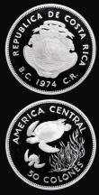London Coins : A177 : Lot 659 : Costa Rica (2) 100 Colones 1974 Wildlife Conservation Series, Reverse: Manatee, KM# 201a Silver Proo...