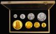 London Coins : A177 : Lot 662 : Fujairah Proof Set AH1388-1969 8 coin set comprising 200 Riyals Gold KM11, 100 Riyals Gold KM9 moon ...