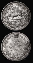 London Coins : A177 : Lot 976 : Iran 5000 Dinars (5 Kran) AH1320 KM#976 NEF and nicely toned, Egypt 10 Piastres 1917 KM#319 EF with ...