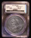 London Coins : A178 : Lot 1246 : Crown 1658 8 over 7 Cromwell ESC 10 pleasing even tone NEF and graded 55 by CGS