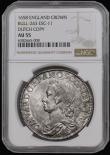 London Coins : A178 : Lot 1247 : Crown 1658 Cromwell Dutch copy E.S.C. 11 R3 much rarer than the Simon crown, NGC AU55. Only 3 of thi...