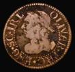 London Coins : A178 : Lot 1329 : Farthing Cromwell undated pattern in copper, Obverse: Bust of Cromwell to left, laureate and draped,...