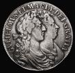 London Coins : A178 : Lot 1497 : Halfcrown 1689 First Shield, Caul only frosted, with pearls, ESC 505, Bull 831 Good Fine with some l...