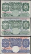 London Coins : A178 : Lot 19 : One Pounds Peppiatt (3) B239 1934 Last Series L20A 193366, Blue B249 1940-48 R76E 480298, B260 1948 ...