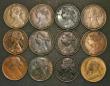 London Coins : A178 : Lot 1999 : Pennies (12) 1860 Toothed Border Freeman 10 dies 2+D Good Fine, 1861 Freeman 29 dies 6+D Fine, 1862 ...