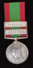 London Coins : A178 : Lot 725 : Afghanistan Medal, Second Afghan War, in  silver, with 2 clasps, Kandahar and Ahmed Khel, awarded to...