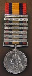 London Coins : A178 : Lot 771 : Queen's South Africa Medal, 2nd type reverse, with traces of the date remaining, with 7 clasps,...