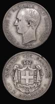 London Coins : A179 : Lot 1250 : Switzerland Five Francs 1939B KM#40 GEF and lustrous Greece Two Drachmai 1883A KM#39 Good Fine with ...