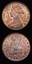 London Coins : A179 : Lot 1829 : Halfpennies (2) 1860 Toothed Border Freeman 267 dies 4+C AU/EF the reverse cleaned, rated R14 by Fre...