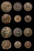 London Coins : A179 : Lot 2404 : Halfpennies to Half Farthings (6) Halfpenny 1853 NEF/GVF with some edge knocks, Farthings (3) 1719 S...