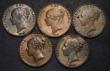 London Coins : A179 : Lot 2417 : Pennies (10) 1844 Good Fine, 1846 DEF Far Colon NVF, 1847 DEF Close Colon VF, 1853 Ornamental Triden...