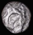 London Coins : A180 : Lot 1143 : Celtic Silver Unit, Reverse: Horse right with three pellets below, the obverse weak, 0.79 grammes, p...