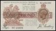 London Coins : A180 : Lot 25 : One Pound Bradbury T16 issued 1917 serial F/6 650995 EF