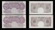 London Coins : A180 : Lot 84 : Ten Shillings Peppiatt Mauve Emergency Issue 1940 (3) EF - Unc and One Pound Peppiatt 1948 Unthreade...