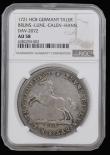 London Coins : A180 : Lot 979 : German States - Brunswick-Luneburg-Calenberg-Hannover Thaler 1721 HCB Obverse: Horse leaping left, R...