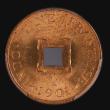 London Coins : A181 : Lot 1004 : French Indo-China Sapeque 1901A KM#6, Lec-18 in a PCGS holder and graded MS64 RD