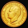 London Coins : A181 : Lot 1104 : Monaco Ten Francs Gold Essai 1950 KM#E26 10.52 grammes of 0.900 Gold, Lustrous UNC, a very rare issu...