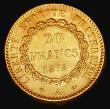 London Coins : A182 : Lot 1108 : France 20 Francs Gold 1875A Paris Mint, KM#825 EF/GEF and lustrous with some contact marks