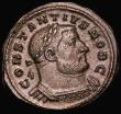 London Coins : A182 : Lot 2097 : Roman Ae Follis Constantius I (302-303AD) Trier. Obverse: Bust right, laureate and cuirassed CONSTAN...