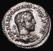 London Coins : A182 : Lot 2116 : Roman Denarius Elagabalus (221-222AD) Obverse: Bust right, draped, laureate and horned, IMP ANTONINV...