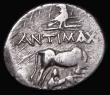 London Coins : A182 : Lot 2133 : Roman Protectorate, Epidamnos-Dyrrachium Silver Drachm, (c.92-54BC), Obverse: Cow and calf, with bir...
