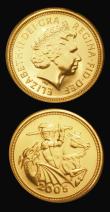 London Coins : A182 : Lot 3334 : Sovereign and Half Sovereign 2005 BU one year reverse type
