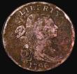 London Coins : A183 : Lot 1201 : USA One Cent 1796 Draped Bust, close curved date, Fair/Poor, the reverse with a G counterstamp and p...