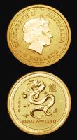London Coins : A183 : Lot 1236 : World Small Gold (2) Australia Five Dollars 2000 Chinese Lunar Year of the Dragon KM#569 Gold proof ...