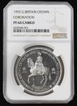 London Coins : A183 : Lot 1505 : Crown 1953 Proof ESC 393G, Bull 4331 in an NGC holder and graded PF64 Cameo